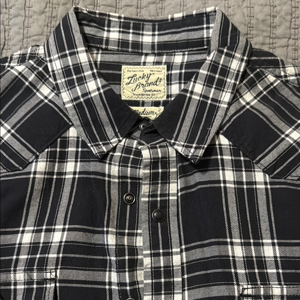 Lucky Brand Black and White Casual Button Down Shirt